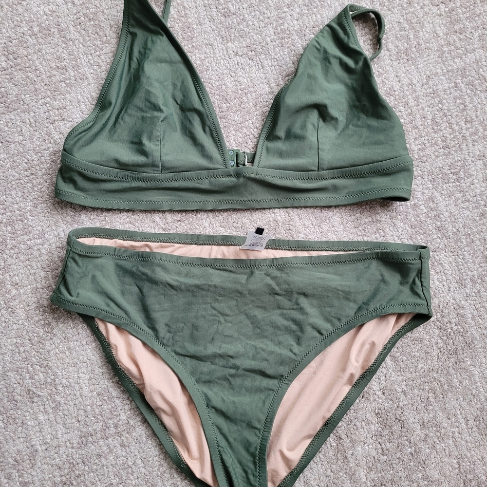 J.Crew Green Two Piece Bikini Set SIZE M Medium